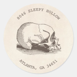 ヴィンテージのスカルのハロウィンの差出人住所ラベル ラウンドシール