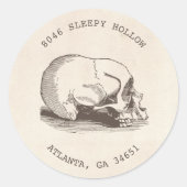 ヴィンテージのスカルのハロウィンの差出人住所ラベル ラウンドシール (正面)