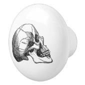 ヴィンテージのスカルのプロフィールのイラストレーションの黒 セラミックノブ (右)