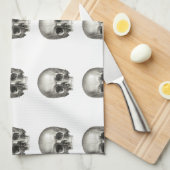 ヴィンテージのスカルの台所タオル キッチンタオル (四つ折り)