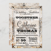 ヴィンテージのスカル及び華麗さの結婚式招待状 招待状 (正面/裏面)