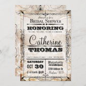 ヴィンテージのスカル及び華麗さの結婚式招待状 招待状 (正面/裏面)