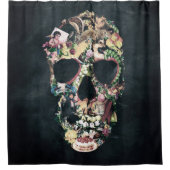 ヴィンテージのスカル シャワーカーテン (正面)