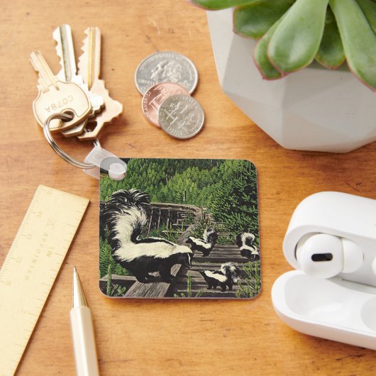 ヴィンテージのスカンク、野生動物と森林生物 キーホルダー (デスク)