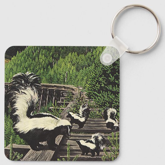 ヴィンテージのスカンク、野生動物と森林生物 キーホルダー (裏面)