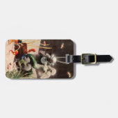 ヴィンテージのスキューバダイバーの人魚の魚のファンタジーの海の砂 ラゲッジタグ (正面横)