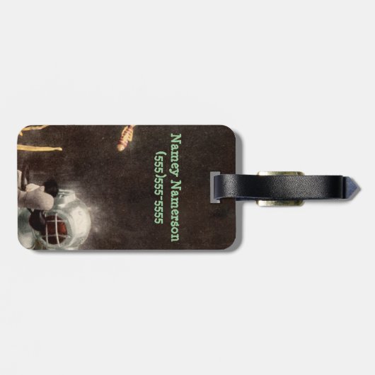 ヴィンテージのスキューバダイバーの人魚の魚のファンタジーの海の砂 ラゲッジタグ (裏面横)