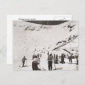 ヴィンテージのスキーイメージ、斜面のスキーヤー ポストカード (正面/裏面)