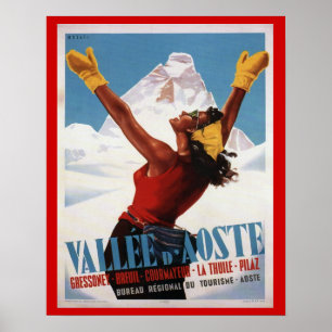 ヴィンテージのスキーポスター、イタリア、Val - dの' aosta ポスター