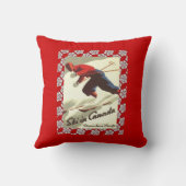 ヴィンテージのスキーポスター、カナダのスキー クッション (裏面)