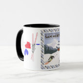 ヴィンテージのスキーポスター、サンMoritzの頂点に達されたビュート、 マグカップ (正面左)