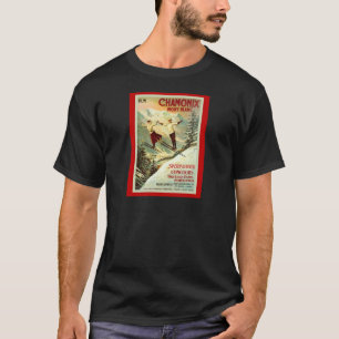 ヴィンテージのスキーポスター、シャモニー、モンブラン Tシャツ