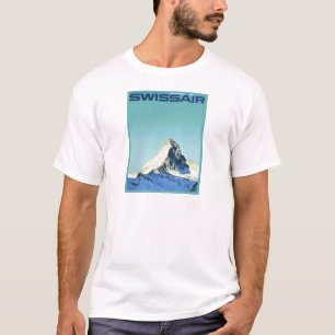 ヴィンテージのスキーポスター、スイス航空、Zermatt、マッターホルン Tシャツ
