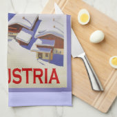 ヴィンテージのスキーポスター、スキーオーストリア キッチンタオル (四つ折り)