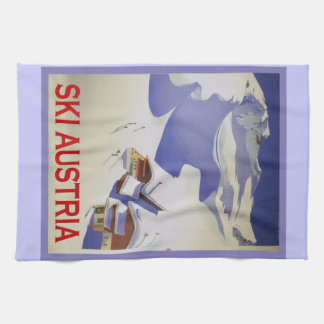 ヴィンテージのスキーポスター、スキーオーストリア キッチンタオル
