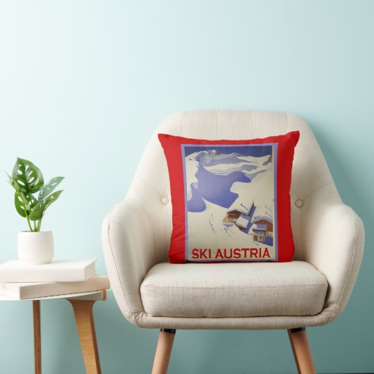 ヴィンテージのスキーポスター、スキーオーストリア クッション (椅子)