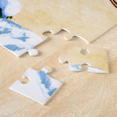 ヴィンテージのスキーポスター、スキージャンパーおよび松の木 ジグソーパズル (側面)