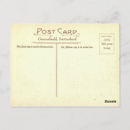 ヴィンテージのスキーポスター、ダボス、スイス連邦共和国 ポストカード (裏面)