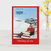 ヴィンテージのスキーポスター、フランスサボア、Megeve カード (黄色い花)