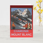 ヴィンテージのスキーポスター、フランス、シャモニー、Mt Blanc カード (黄色い花)