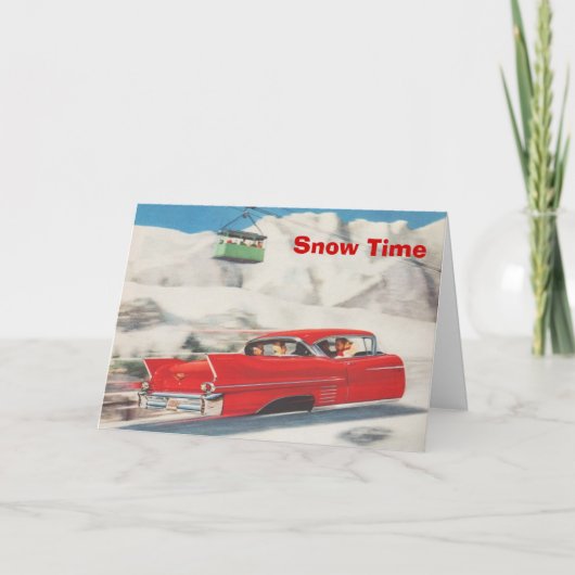 ヴィンテージのスキーポスター、   雪の時間 シーズンカード (正面)
