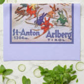 ヴィンテージのスキーポスター、Arlberg、Stアントン キッチンタオル (折り畳み)