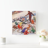 ヴィンテージのスキーポスター、Arlberg、Stアントン スクエア壁時計 (ホーム)