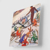 ヴィンテージのスキーポスター、Arlberg、Stアントン スクエア壁時計 (傾斜)