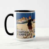 ヴィンテージのスキーポスター、Cortina d'Ampezzo、イタリア マグカップ (左)