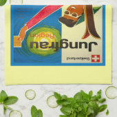 ヴィンテージのスキーポスター、Jungfrauの地域、スイス連邦共和国 キッチンタオル (折り畳み)