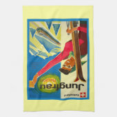 ヴィンテージのスキーポスター、Jungfrauの地域、スイス連邦共和国 キッチンタオル (縦)