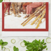 ヴィンテージのスキーポスター、pisteのファッション キッチンタオル (折り畳み)