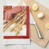 ヴィンテージのスキーポスター、pisteのファッション キッチンタオル (四つ折り)