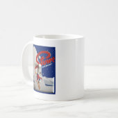 ヴィンテージのスキーポスター、   Stowe、ヴァーモント コーヒーマグカップ (正面左)