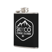 ヴィンテージのスキー山の蒸気船のコロラド州のモノグラム フラスク (左)