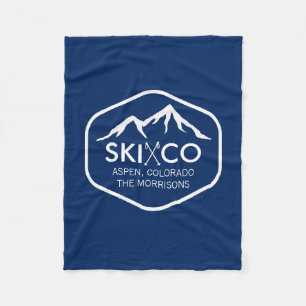 ヴィンテージのスキー山、《植物》アスペンCOのレトロのスキーのストッ フリースブランケット