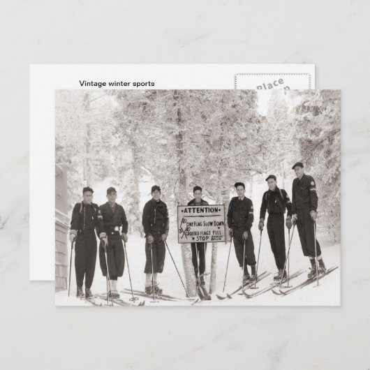 ヴィンテージのスキー画像, グループ写真 ポストカード (正面/裏面)