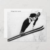 ヴィンテージのスキー画像、飛び立つ! ポストカード (正面/裏面)