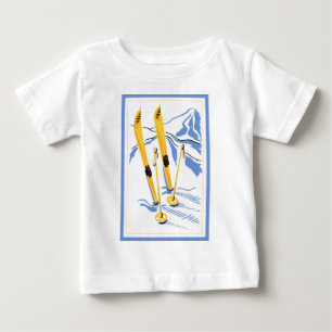 ヴィンテージのスキー芸術 ベビーTシャツ