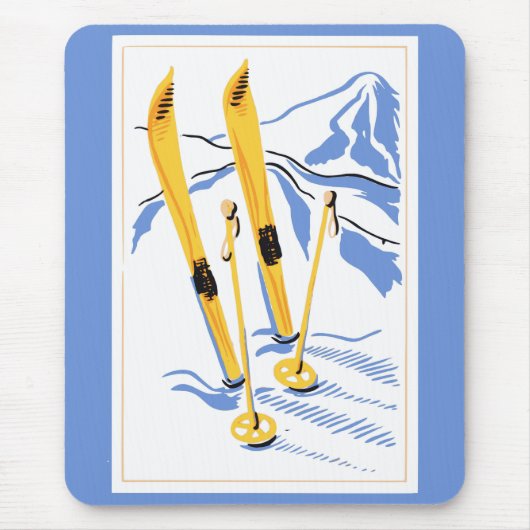 ヴィンテージのスキー芸術 マウスパッド (正面)