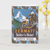 ヴィンテージのスキー、スイス連邦共和国、ZermattのSeilorのホテル カード (黄色い花)