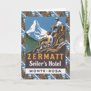 ヴィンテージのスキー、スイス連邦共和国、ZermattのSeilorのホテル カード