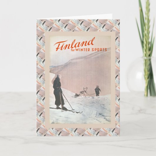ヴィンテージのスキー、冬季スポーツのためのフィンランド カード (正面)