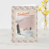 ヴィンテージのスキー、冬季スポーツのためのフィンランド カード (黄色い花)