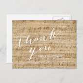 ヴィンテージのスクリプトと音楽シー結婚トの感謝 ポストカード (正面/裏面)