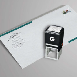 ヴィンテージのスクロールおよびファンシーフォント差出人住所 セルフインキングスタンプ