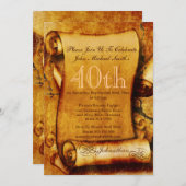 ヴィンテージのスクロールパーチメントの誕生日の個人用設定 招待状 (正面/裏面)