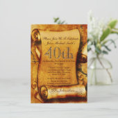 ヴィンテージのスクロールパーチメント誕生日3|個人設定 招待状 (スタンド正面)