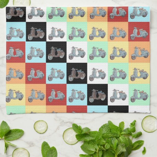 ヴィンテージのスクーターの台所タオル キッチンタオル (折り畳み)