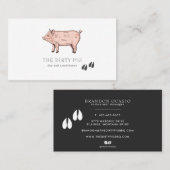 ヴィンテージのスケッチの肉屋のブタの名刺 名刺 (正面/裏面)